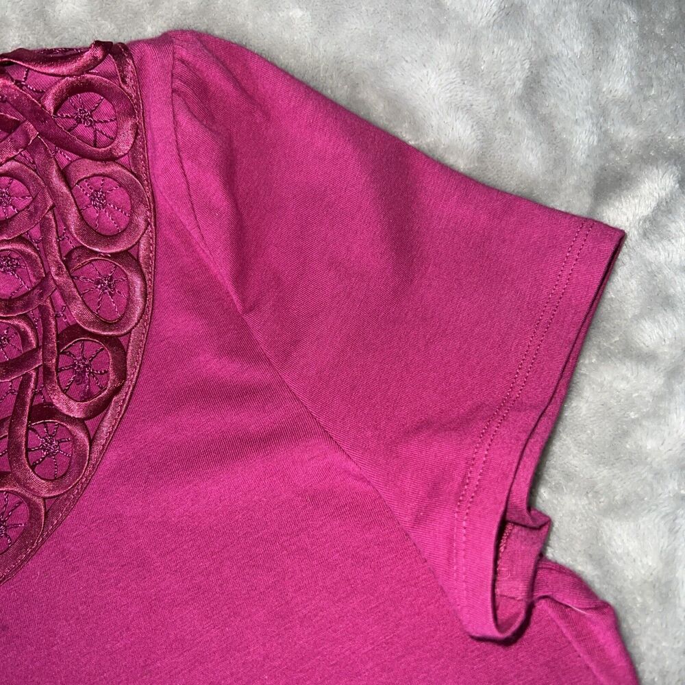 Requirements Vintage 90s Womens M Embroider Collar Stretch Cotton Purple Top - Picture 5 of 10